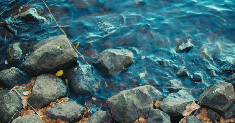 closeup water during autumn sunrise