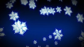 Animation of snow falling over blue background at christmas. christmas, winter, tradition and celebration concept digitally generated video.