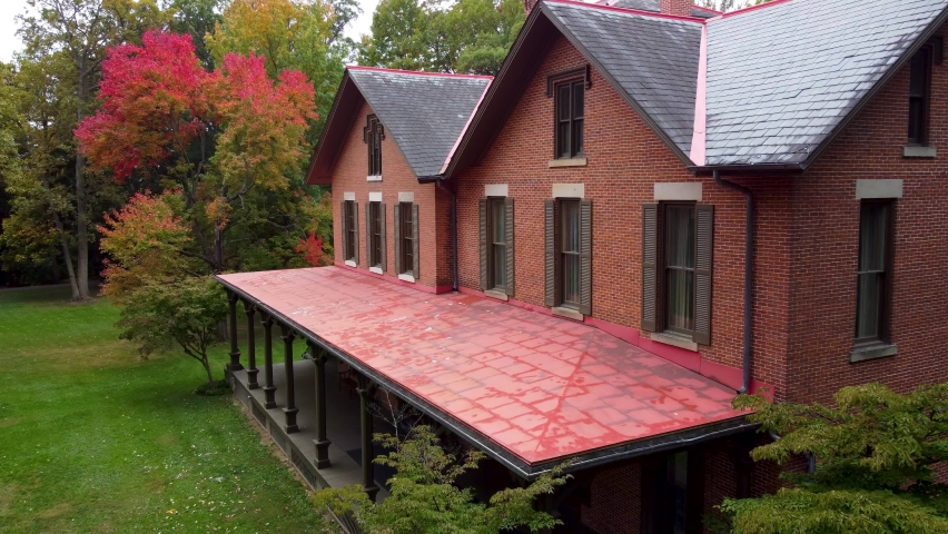 Rutherford B Hayes home in Freemont, Ohio. A 31-room mansion, two-story brick home had eight bedrooms and a wrap-around verandah, constructed the original portion of the home between 1859 and 1863