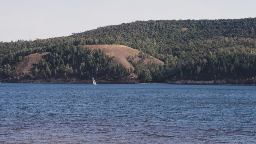 yacht on the Volga river near Togliatti in the Samara region.