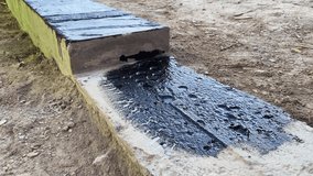4k video slow motion foundation waterproofing construction works.
