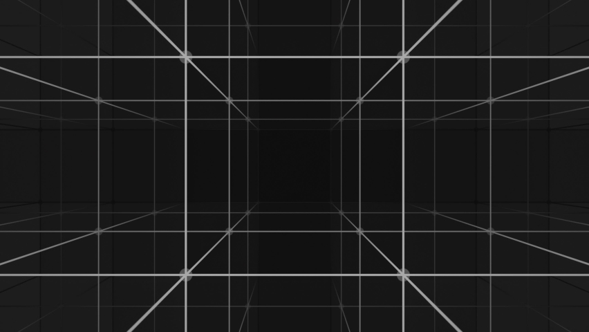 Camera vertical movement into a 3d grid infinite space. High Speed Connection and communication Technology Abstract Background Concept. Digital cyberspace Data Network Connections. Seamless Loop. 4K Royalty-Free Stock Footage #1095922281