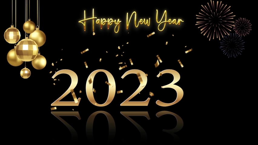 Animated text that says "Happy New Year 2023." Happy New Year 2023 text animation in HD resolution. Happy New Year 2023. Animation text of happy new year 2023 on beautiful black background.  | Shutterstock HD Video #1095925169