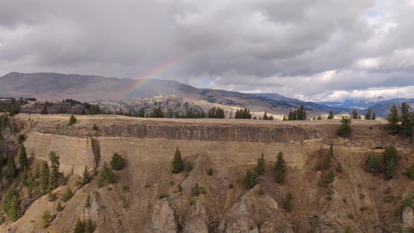 Double Rainbow over The Sky in Yellowstone National Park Wyoming