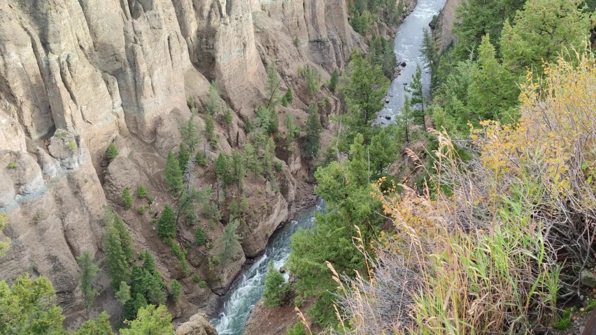 Calcite Springs in Yellowstone River at Grand Canyon of the Yellowstone National Park, Wyoming