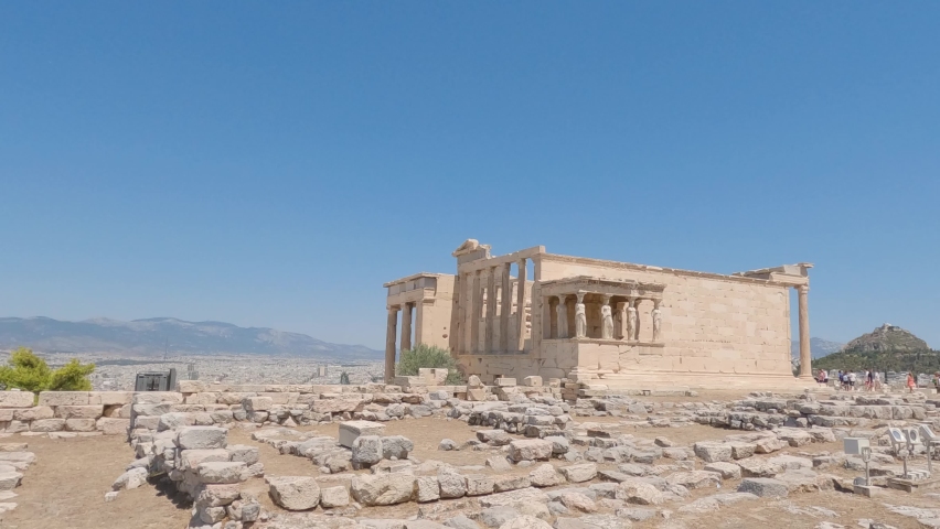 View Of The Erechtheion At The Acropolis of Athens On Sunny Day