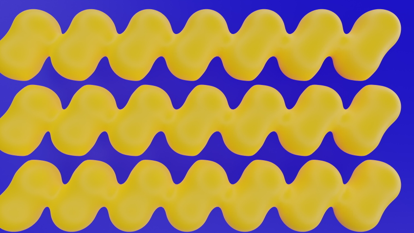 3d balls interact on a blue background. Soft geometric shapes gravitating on each other.