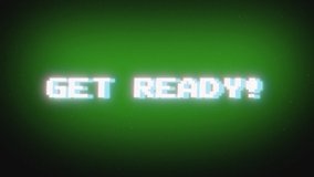 Get ready text animation with glitch rgb channel split effect, 80s neon glow mood on green background, ProRes quality. - Powered by Shutterstock - Get 15% off with code: PIKWIZARD15