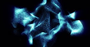 A blue cloud of particles and grains of sand is a beautiful bright luminous shiny with iridescent waves of energy and magic. Abstract background, intro, video in high quality 4k