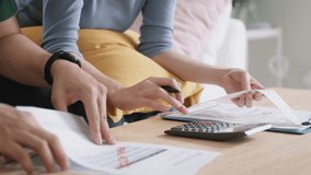 Rising high cost of living in low poor income asia people family. Past due bill debt home loan money issue young adult asian couple man woman worry shock sad tired stress in raise tax rate crisis - Powered by Shutterstock - Get 15% off with code: PIKWIZARD15