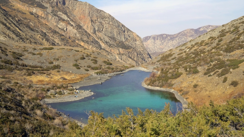 Beautiful lake in the mountains in autumn