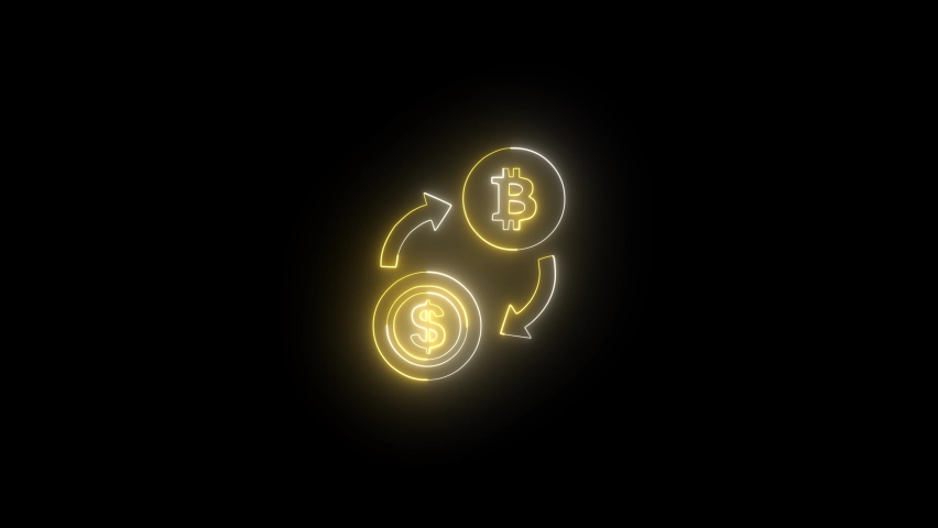 Neon Animation Bitcoin to dollar, Crypto Exchange Royalty-Free Stock Footage #1095947937