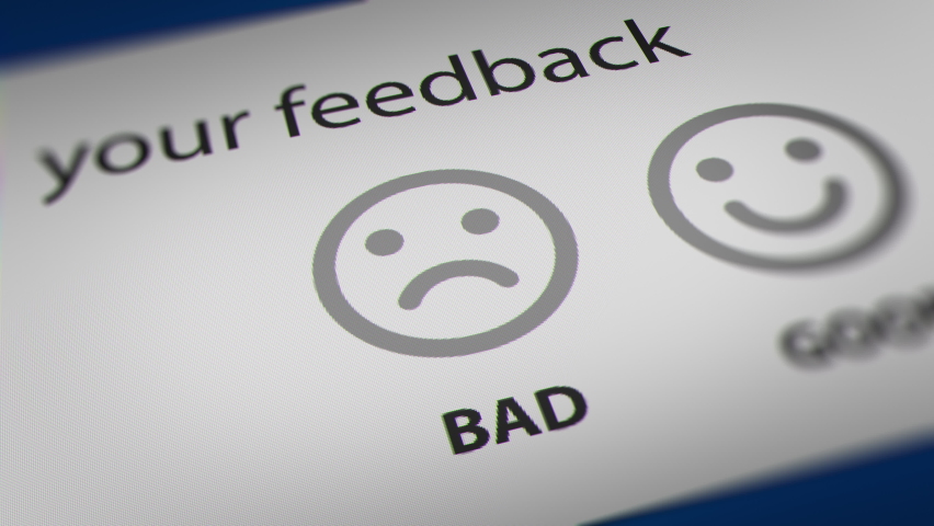 Mouse Cursor Clicking Dissatisfied Button (Negative Feedback) on Feedback Survey. All data on the Footage are Fictional, Created Especially for This Concept
 Royalty-Free Stock Footage #1095951707