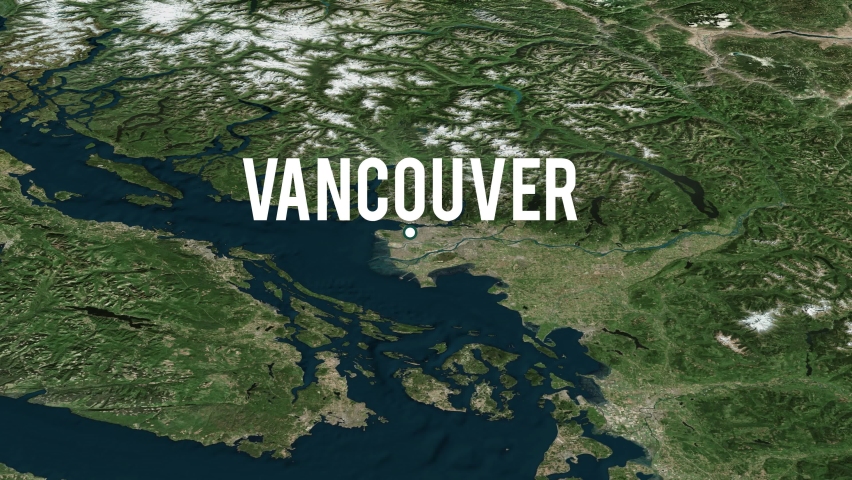 Vancouver City On Physical World Map