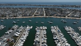 Drone Video: Sideways Flight over California Harbor Marina