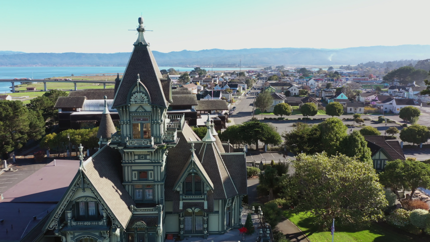 Morning light shines historic downtown Eureka, California, USA.