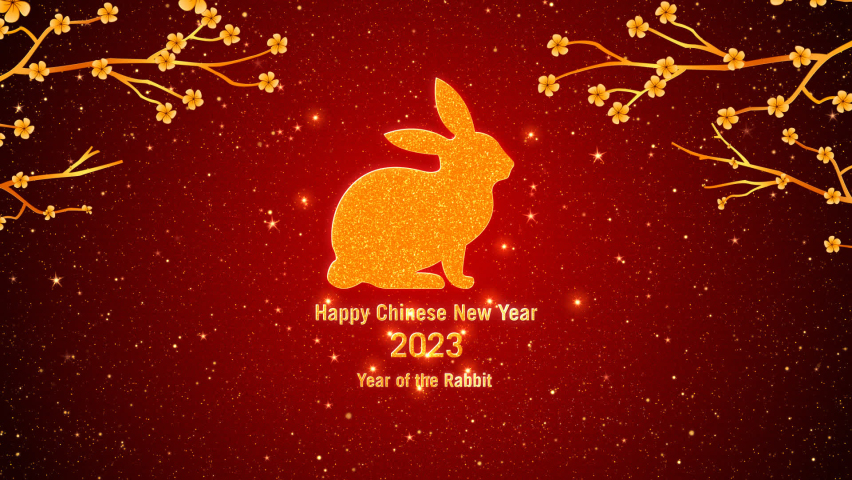 Chinese New Year 2023 Year of The Rabbit Full HD Royalty-Free Stock Footage #1095977863