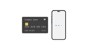 Smartphone verification from wireless payment with credit card animation on white background - Powered by Shutterstock - Get 15% off with code: PIKWIZARD15