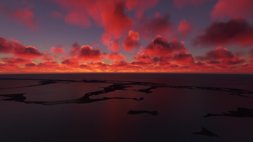 3D - Front aerial shot at sunset of Key Largo in Florida. United States of America Royalty-Free Stock Footage #1095984835