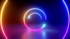 cycled 3d animation, hypnotizing intro. Moving through the endless tunnel made of neon rings. Glowing round frames, laser lines appear in the dark - Powered by Shutterstock - Get 15% off with code: PIKWIZARD15