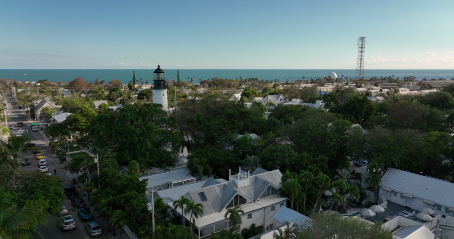 The lighthouse is not on the shore but inland at Key West Florida Royalty-Free Stock Footage #1096012169