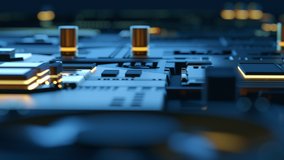 High tech integrated circuit board with processor close up. Electronic CPU chip component on printed pcb. Concept of computer hardware and digital computing of big data. Futuristic Sci-fi background - Powered by Shutterstock - Get 15% off with code: PIKWIZARD15