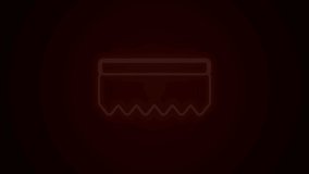 Glowing neon line Sponge icon isolated on black background. Wisp of bast for washing dishes. Cleaning service logo. 4K Video motion graphic animation.