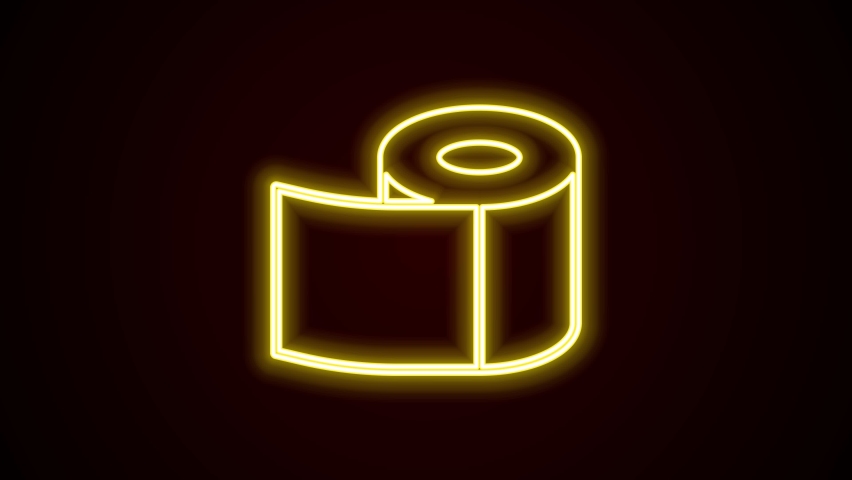 Glowing neon line Toilet paper roll icon isolated on black background. 4K Video motion graphic animation. | Shutterstock HD Video #1096040755