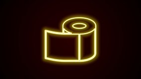Glowing neon line Toilet paper roll icon isolated on black background. 4K Video motion graphic animation.