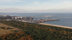 4K Aerial footage of Baltic Sea. Poland. Drone. Sea from drone. Coast