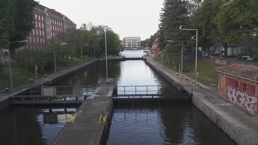 The Oberschleuse Berlin, a lock on the Landwehr Canal in the Kreuzberg district of Berlin, Germany