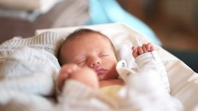 newborn baby sleep. boy infant sleep lies in a child bed. happy family birthday closeup baby concept. cute baby lifestyle close up sleeping in bed at home - Powered by Shutterstock - Get 15% off with code: PIKWIZARD15