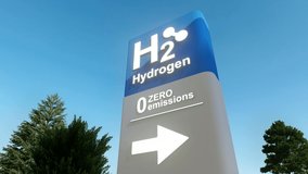 Hydrogen charging gas station. Hydrogen Refueling The Car On The Filling Station For Eco Friendly Transport. 4K Ultra Hd.