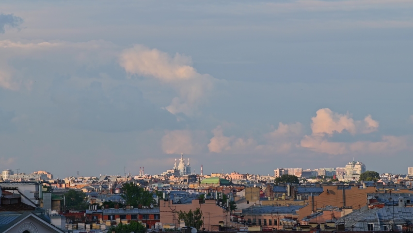 Panoramic cityview over rooftops, Saint-Petersburg Russia