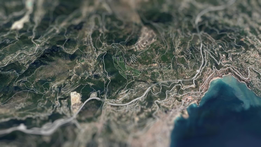 Monaco France City On Physical World Map Royalty-Free Stock Footage #1096064573