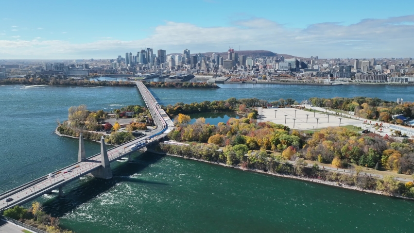 Montreal city in Canada autumn season colourful threes