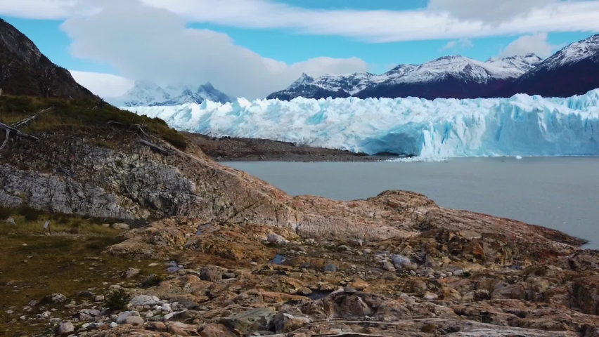 Beautiful glacier in chile, blue glacier gray general plan