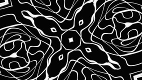 Black and white animated patterns. Curved lines in motion. Looped graphic background. SCI-Fi concept. Magical and hypnotic picture. VJ Loop. 4K.
