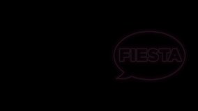 Glowing neon line Fiesta icon isolated on black background. 4K Video motion graphic animation.