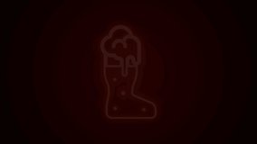 Glowing neon line Boot beer glass icon isolated on black background. 4K Video motion graphic animation.