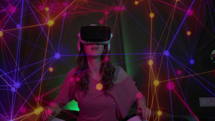 Future VR Education Technology Young Woman Using Virtual Reality Headset Gaming And Entertainment New Technologies Diversity Concept Royalty-Free Stock Footage #1096092763