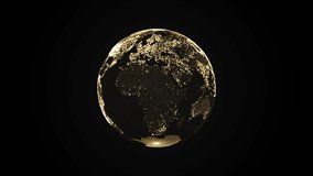 Animation of spinning golden globe of the Earth planet on dark background, 4K seamless loop earth globe animation - Powered by Shutterstock - Get 15% off with code: PIKWIZARD15