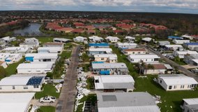 4K Drone Video of Mobile Homes Devestated by Hurricane Ian in North Port, Florida - 14