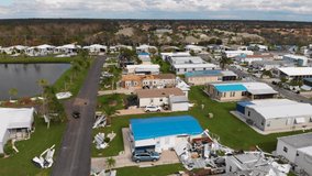 4K Drone Video of Mobile Homes Damaged by Hurricane Ian in North Port, Florida - 10