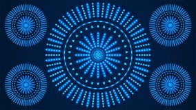 Broadcast Spinning Hi-Tech Illuminated Patterns, Blue, Events, 3D, Loopable, 4K