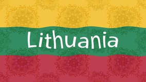 Motion footage background with colorful flag. The flag of Lithuania.