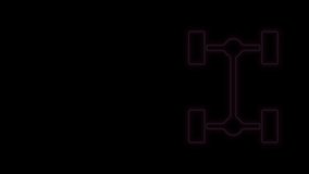 Glowing neon line Chassis car icon isolated on black background. 4K Video motion graphic animation.