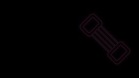 Glowing neon line Chest expander icon isolated on black background. 4K Video motion graphic animation.