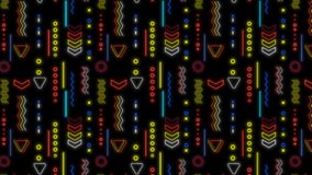 Animated background from a pattern of neon shapes.