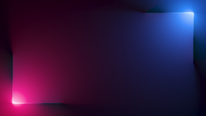 cycled 3d animation, abstract simple background with neon frame, glowing in ultraviolet light Royalty-Free Stock Footage #1096119313